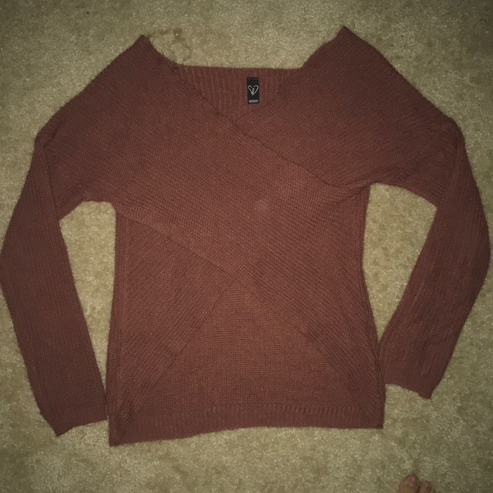 Crop criss cross knit sweater